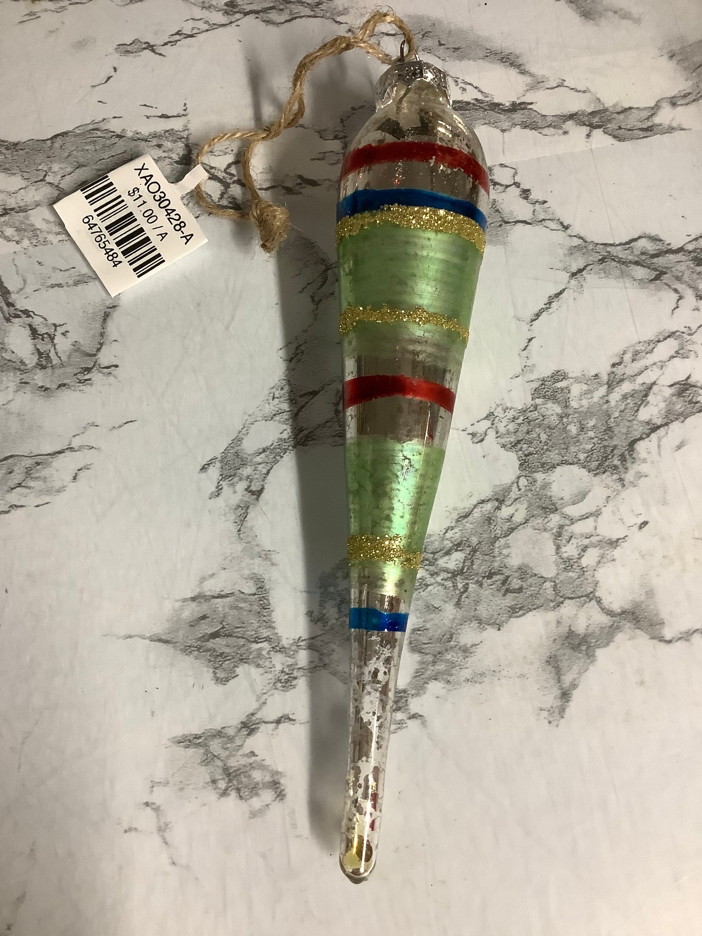 Retro Painted Glass Icicle Ornament