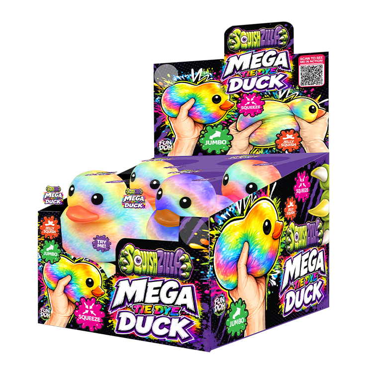 Fun Doh MEGA 5" Squishy Tie Dye Duck Toy Variety - 8/Display: Wholesale Price
