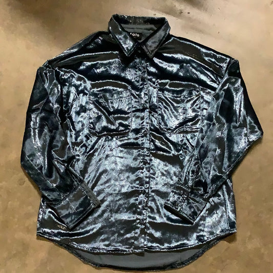 Shimmery Velvet Button Down Shirt