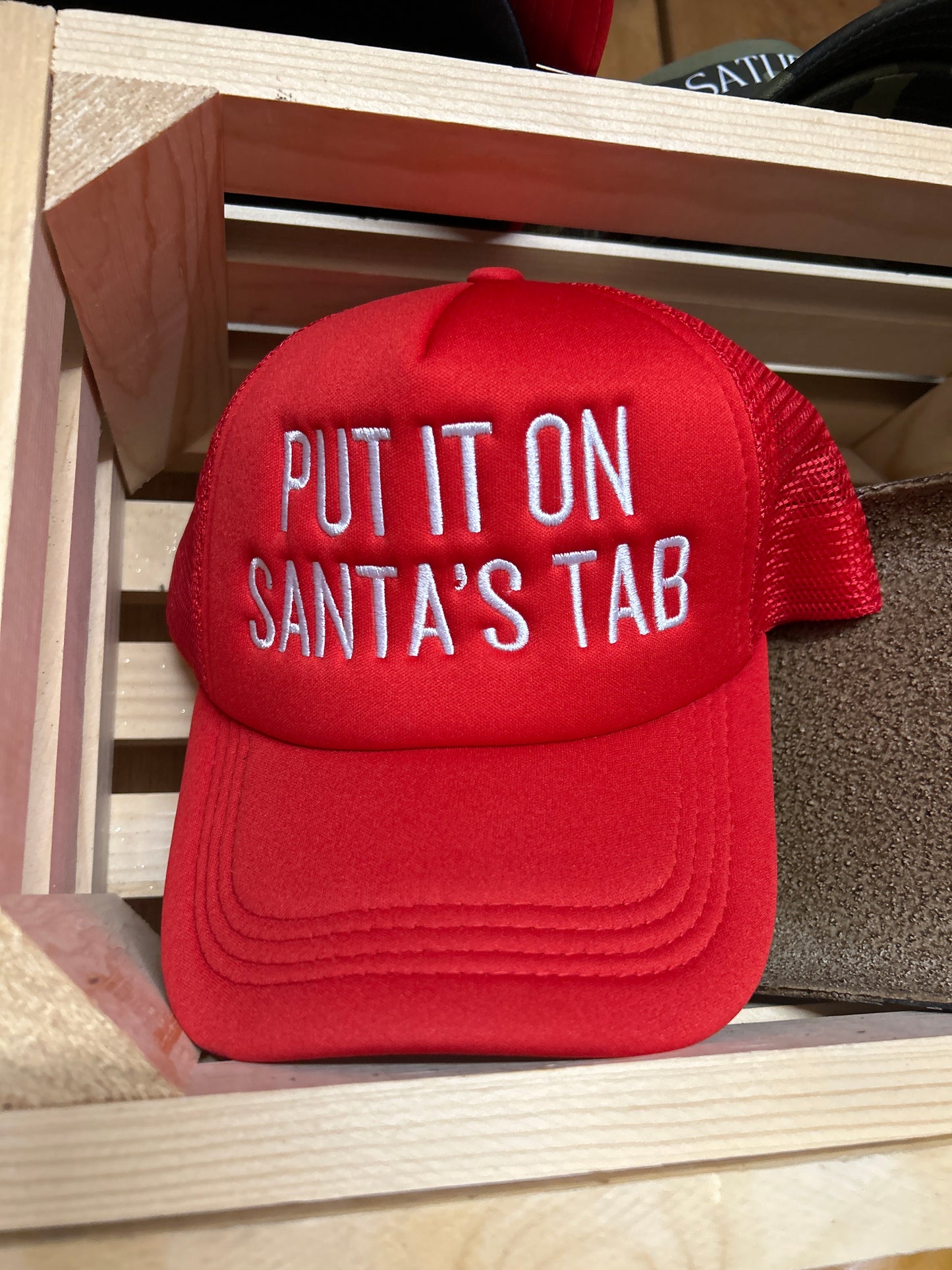 Put it on Santa's Tab- Red Trucker