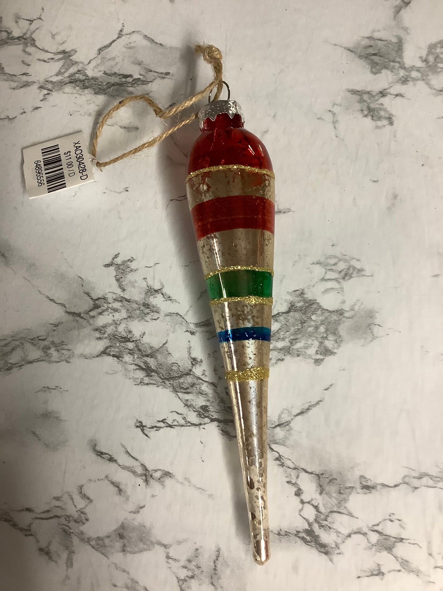 Retro Painted Glass Icicle Ornament