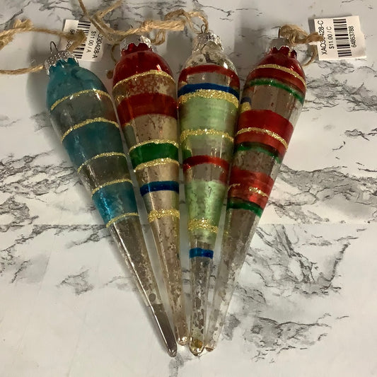 Retro Painted Glass Icicle Ornament