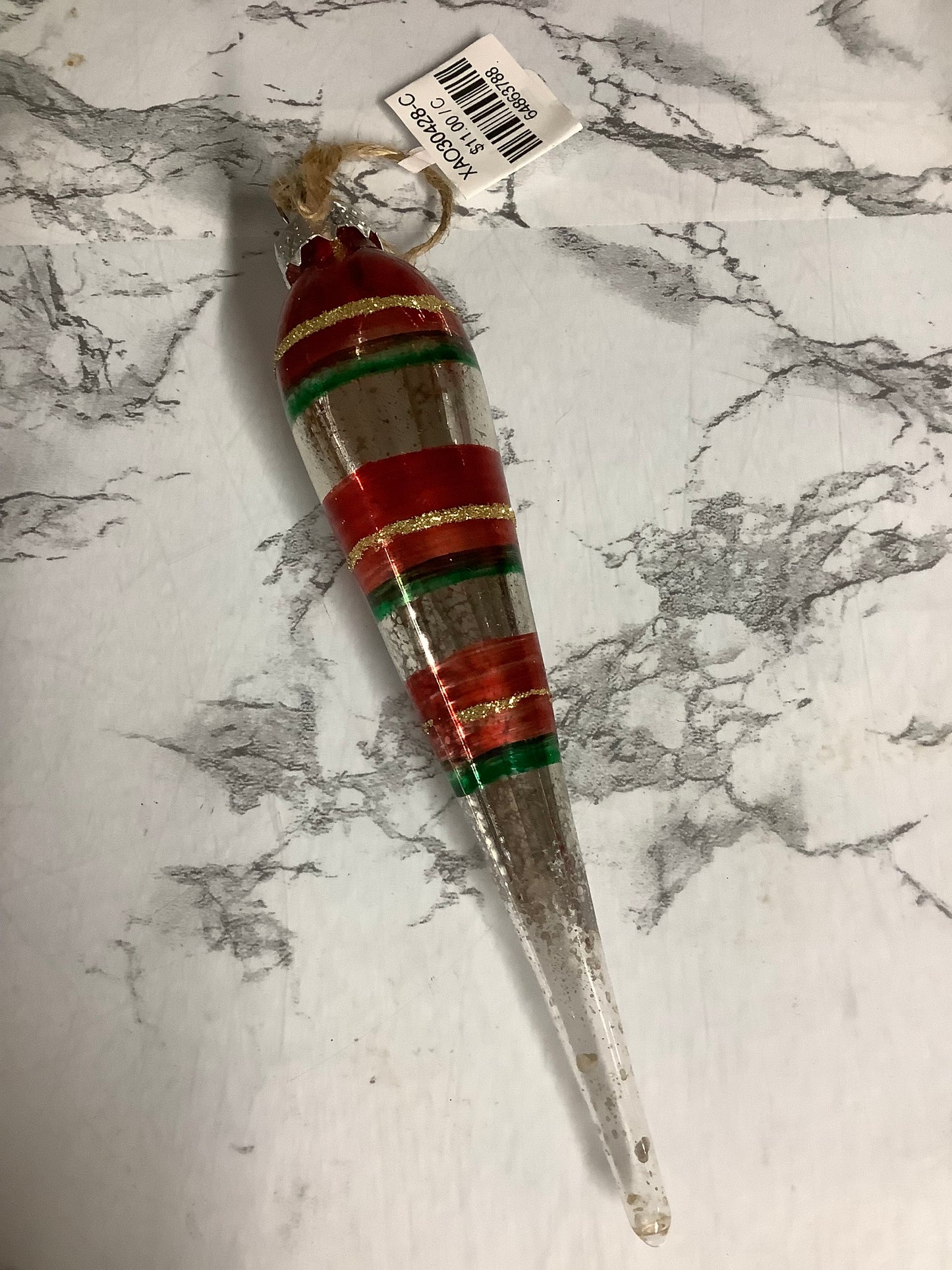 Retro Painted Glass Icicle Ornament