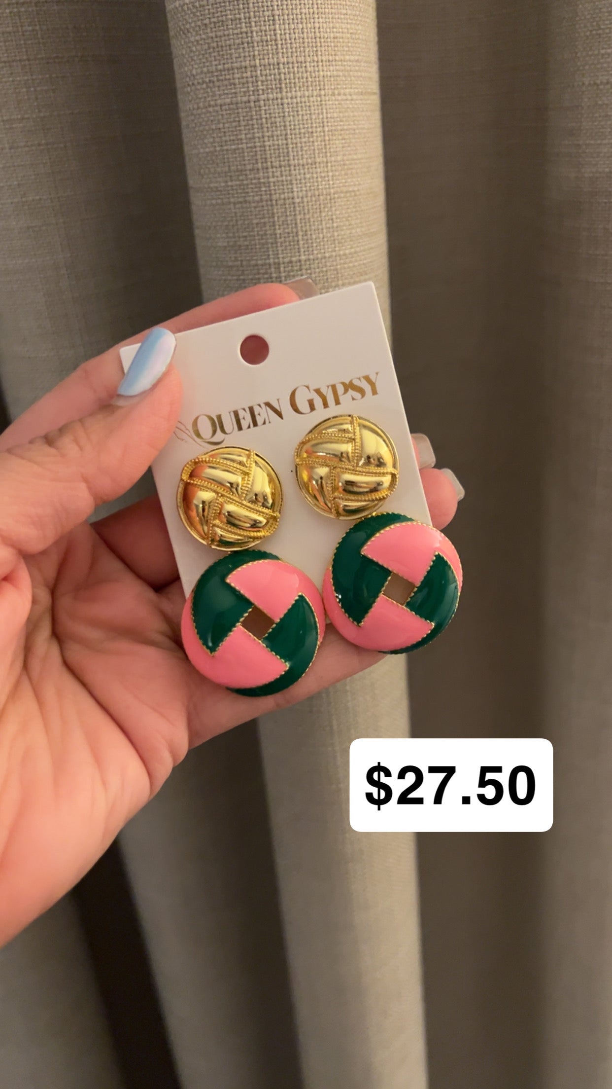 Pink and Green Earrings