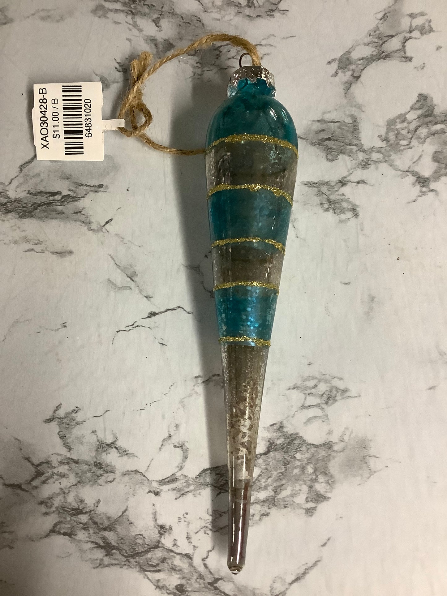 Retro Painted Glass Icicle Ornament