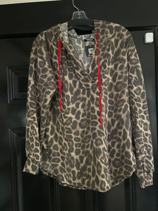 Leopard and Red Shirt