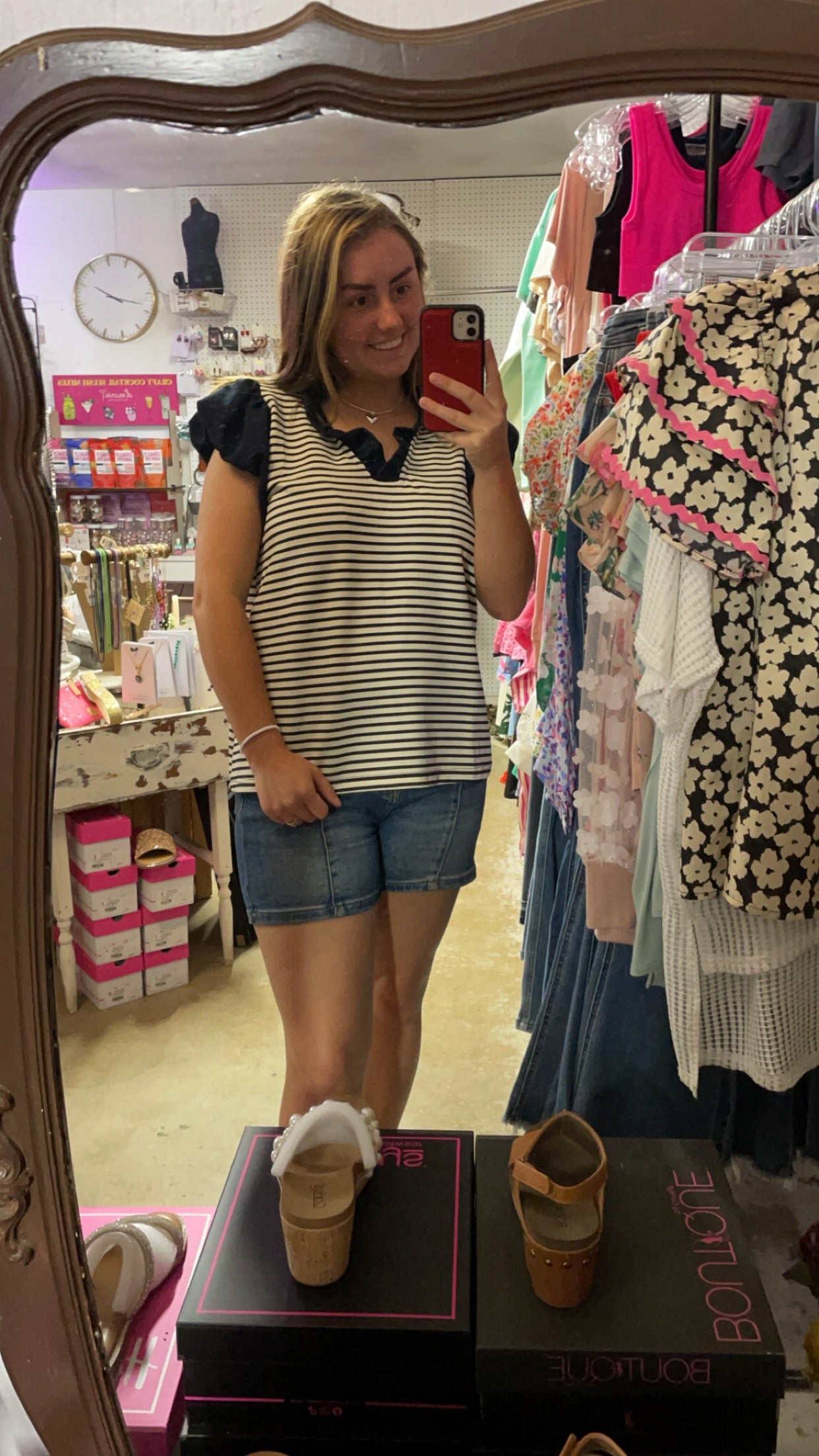 Ivory and Navy striped shirt