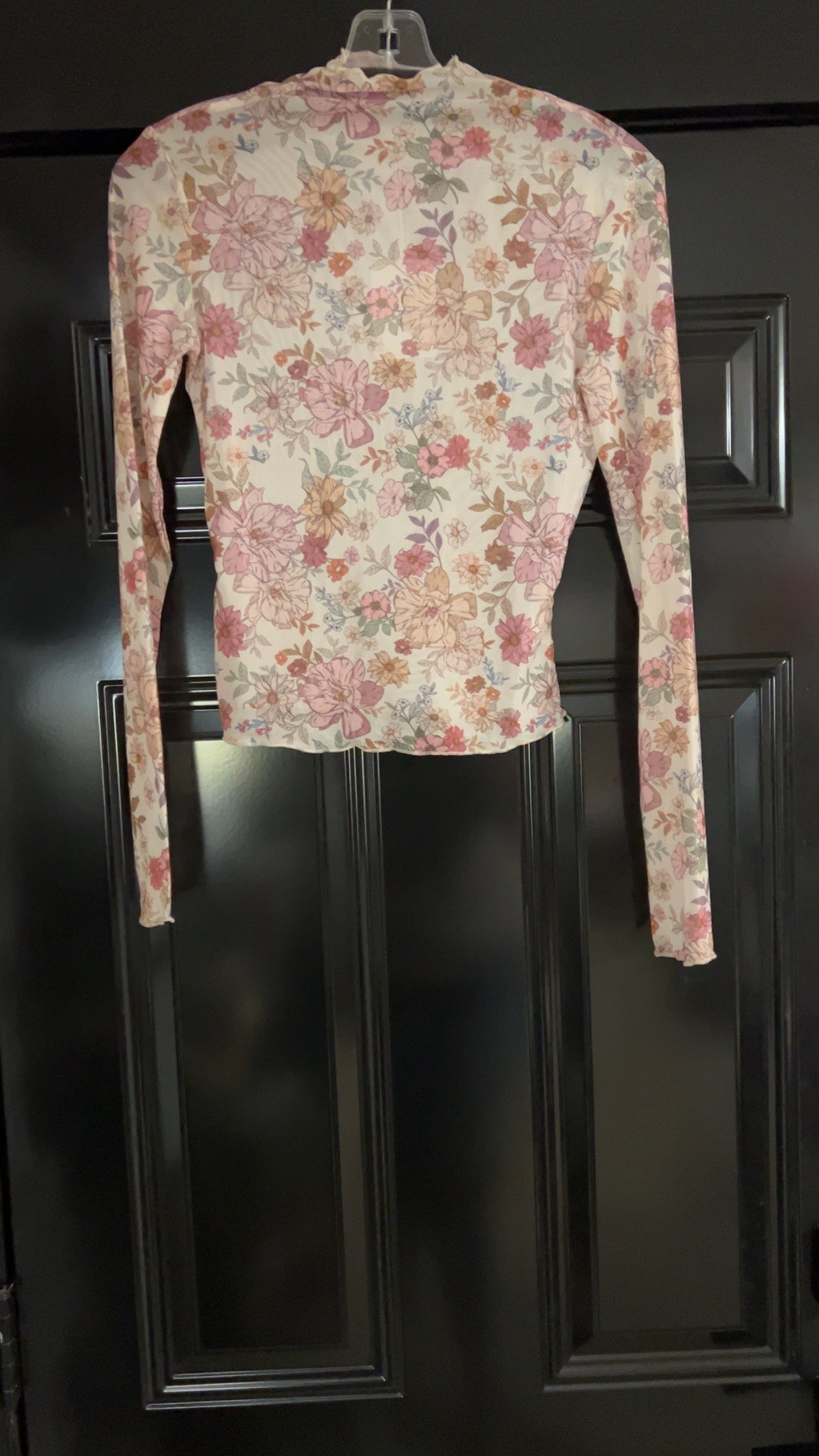 Floral Print Mesh Knit Long Sleeve