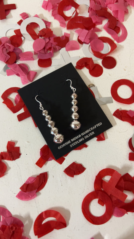 Sterling Silver Navajo Cascading Bead Earrings
