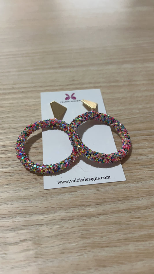 Multi Color Glitter Earring with Post and Stud