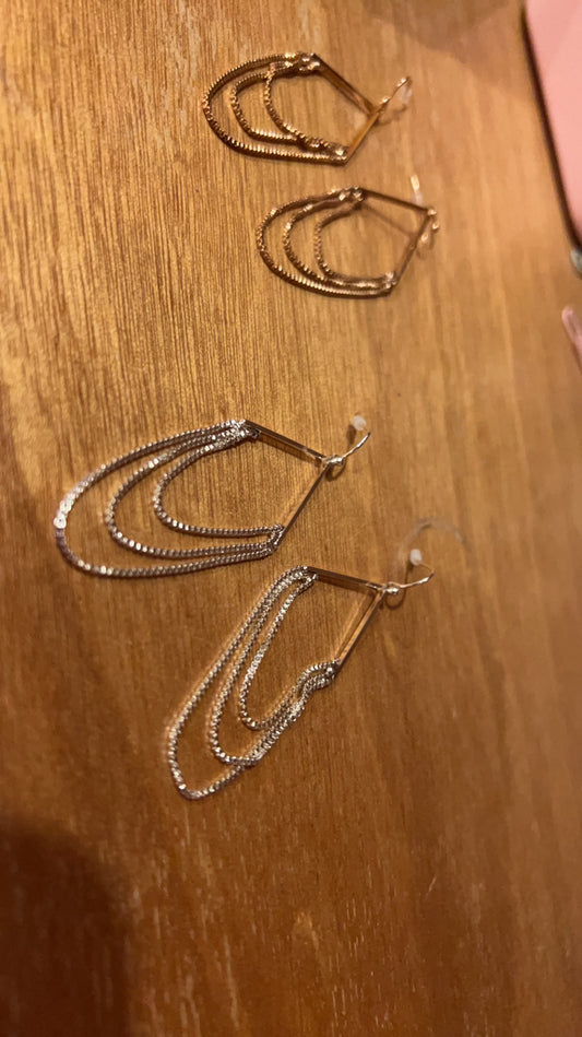 Gold and Silver Earrings with Chains