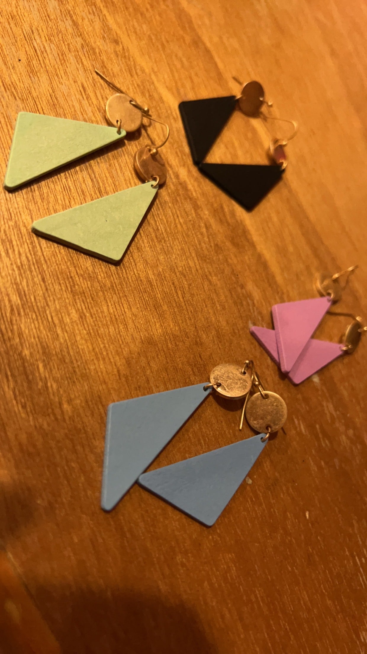 Wood Triangle Earrings