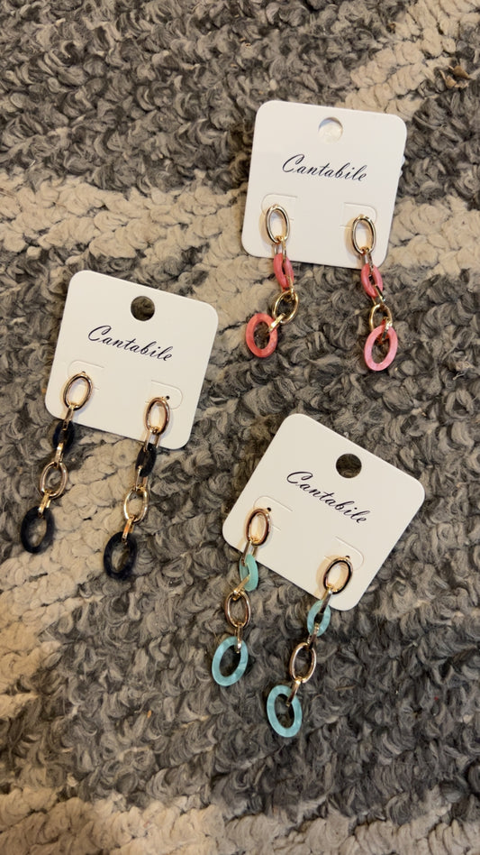 Gold and Acrylic Chain Earrings
