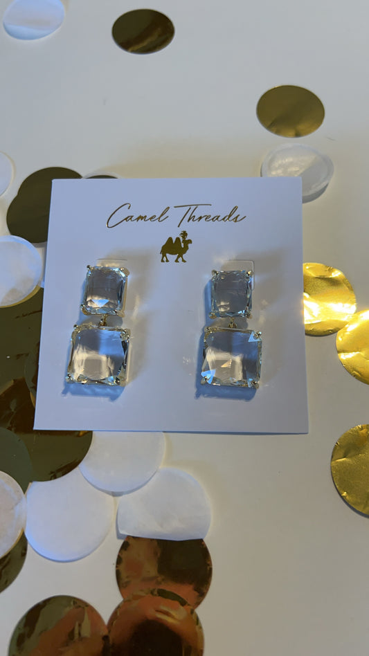 Square Clear Drop Earrings