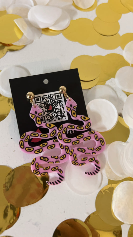 Pink Snake Earrings