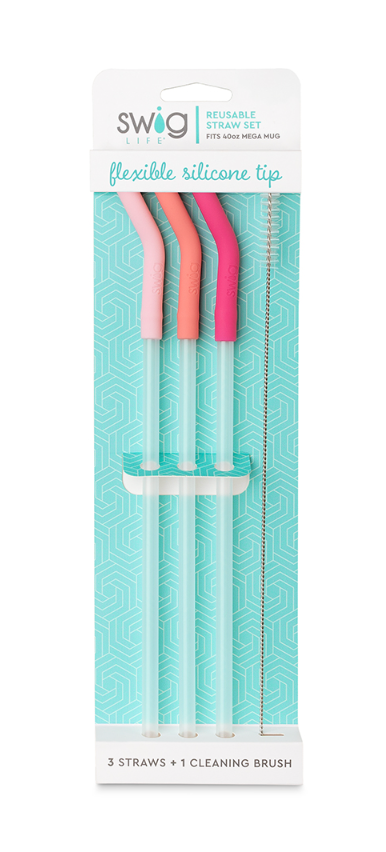 Blush/Coral/Hot Pink Reusable Straw Set (40oz Mega Mug)