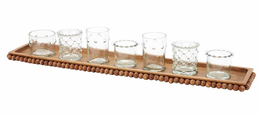 Beaded Votive Tray Set