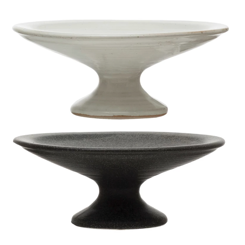 Stoneware Pedestals with Matte Finish, 2 Colors