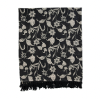 Recycled Cotton Printed Throw with Floral Pattern and Fringe