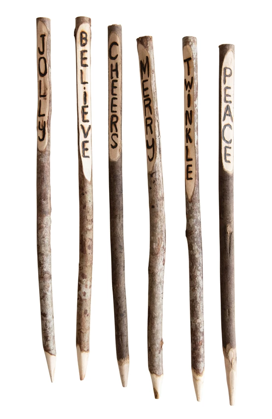 Wood Stake with Holiday Word, 6 Styles