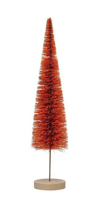 5-1/4" Round x 14-1/2"H Sisal Bottle Brush Tree w/ Wood Base, Mulberry Color