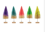 3-1/4" Round x 9"H Sisal Bottle Brush Tree w/ Wood Base, Ombre, 5 Colors