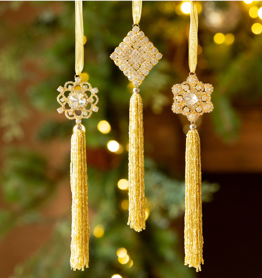 Rhinestone Beaded Tassel Ornament