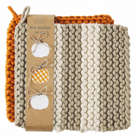 TAUPE CROCHET POT HOLDER SET