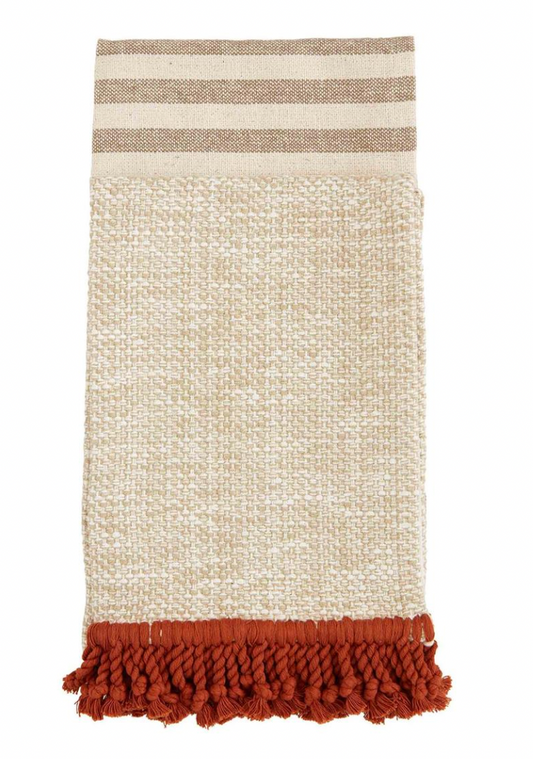 ORANGE COTTON FRINGE TOWEL SET