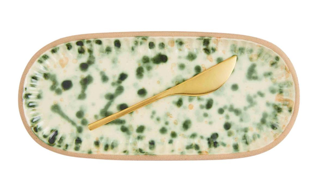 GREEN SPLATTER DISH SET