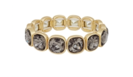 Squared Crystal and Gold Stretch Bracelet