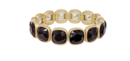 Squared Crystal and Gold Stretch Bracelet