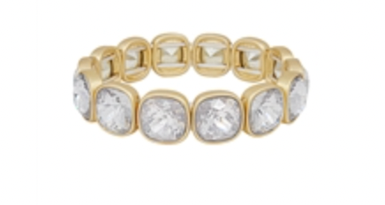 Squared Crystal and Gold Stretch Bracelet