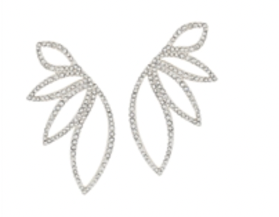 Rhinestone Metal Flower Shaped Post 2" Earring