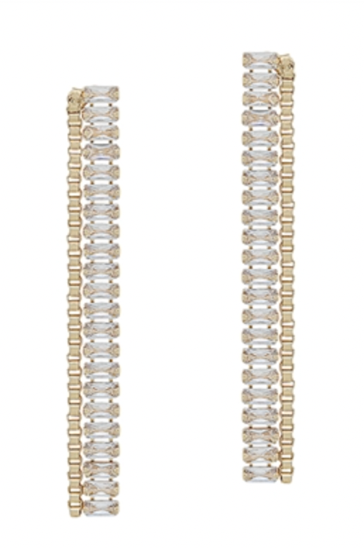 Textured Chain with Rhinestone 2" Earrings