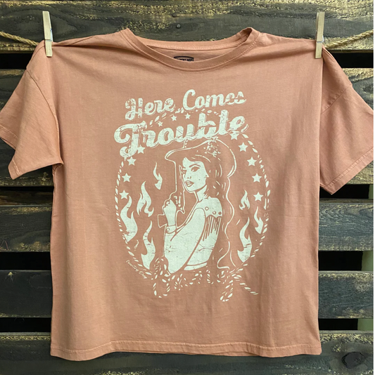 HERE COMES TROUBLE RELAXED FIT T SHIRT