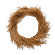 25" Round Faux Pampas Grass Wreath, Sand Color