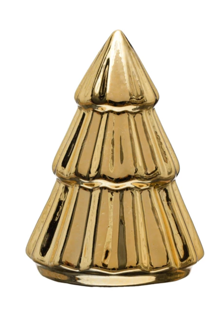 1-3/4" Round x 2-1/4"H Stoneware Tree w/ Gold Electroplating