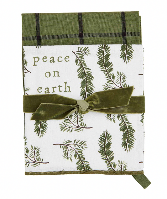 PEACE WHITE XMAS TOWEL SET
