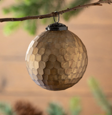 Honeycomb Pattern Glass Ball Ornament, Bronze