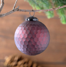 Honeycomb Pattern Glass Ball Ornament, Burgundy