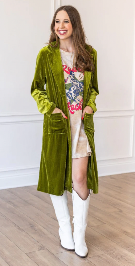 HARD CANDY VELVET JACKET IN GREEN