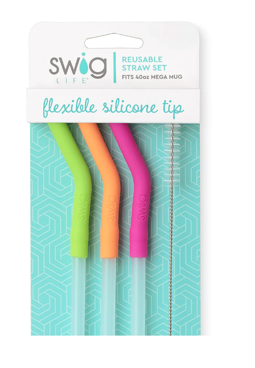 Neon Lime/Orange/Berry Reusable Straw Set (Mega Mugs)