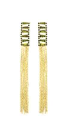 Crystal Geometric Bar with Gold Tassel 3.5" Earring