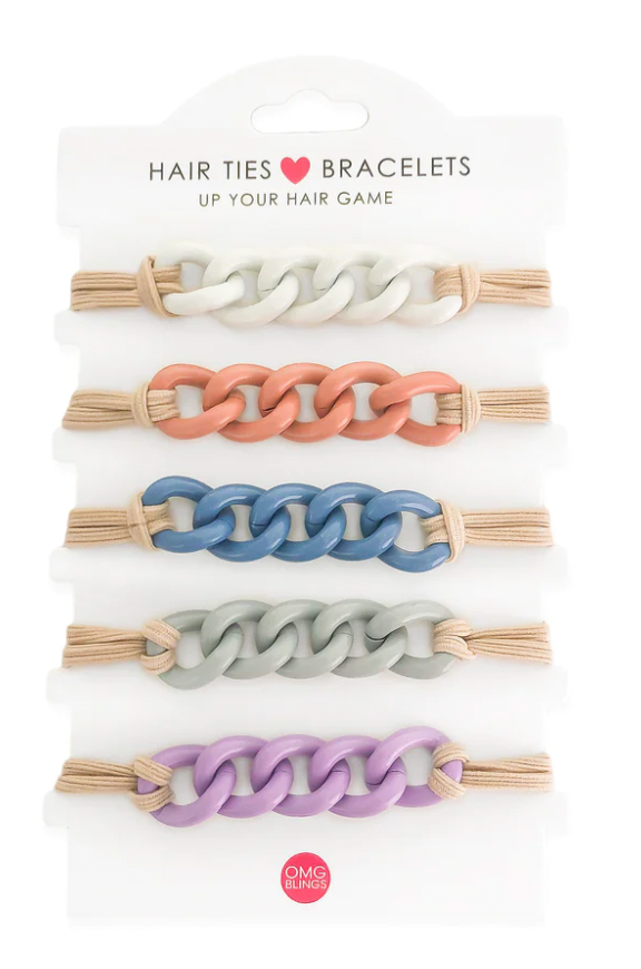 5pc Enamel Hair Tie - Bracelet Set