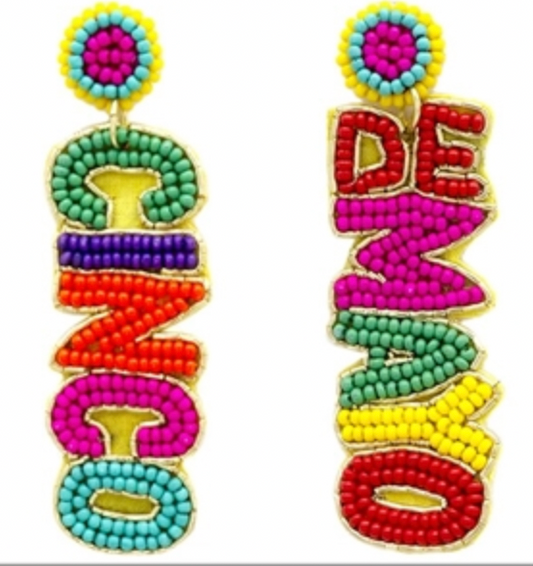 Multi Color Cinco De Mayo Seed Bead 3" Earring