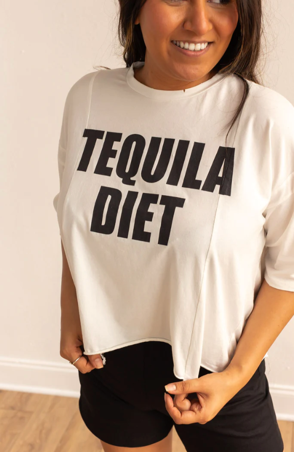 TEQUILA DIET ON PERFECT COMPANY BOXY CROP IN WHITE