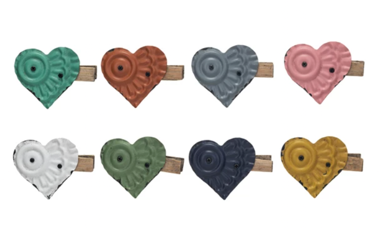 Embossed Metal Heart Clip, 8 Colors