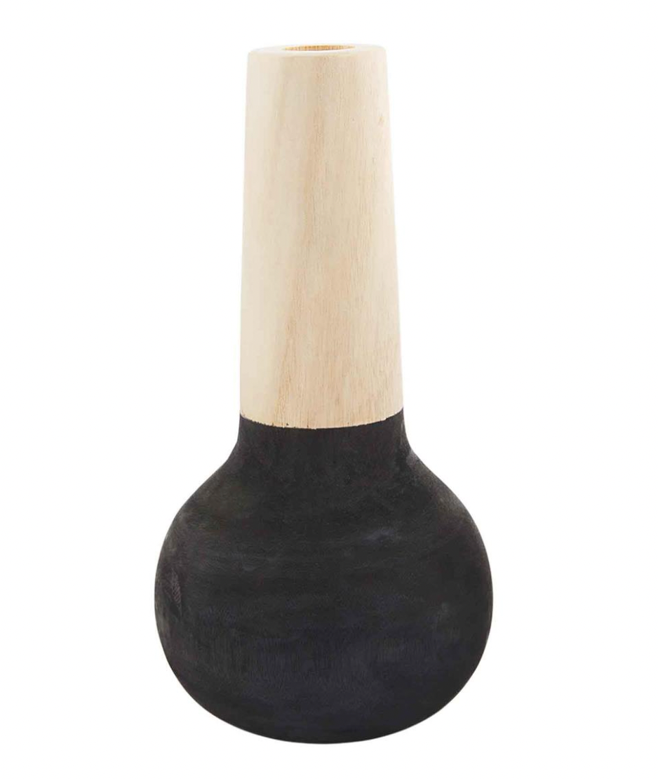 Skinny Neck Black Two-Tone Vase