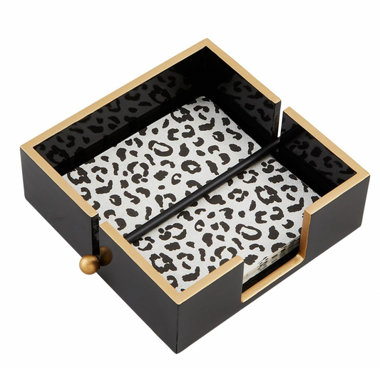 Black Animal Print Napkin Caddy Set